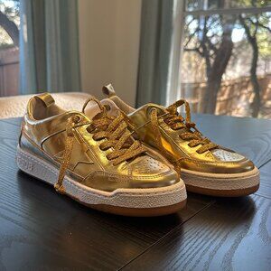 Golden Goose “Yeah” Low-Top Sneakers | Metallic Gold Leather | NWT | Size 38